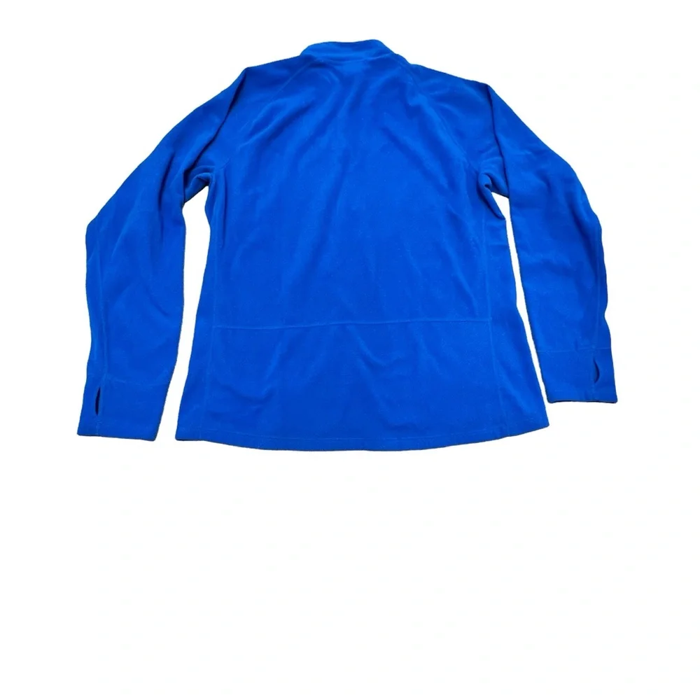 THE NORTH FACE BLUE FLEECE QUARTER ZIP PULLOVER W ZIP CHEST POCKET & THUMBHOLES